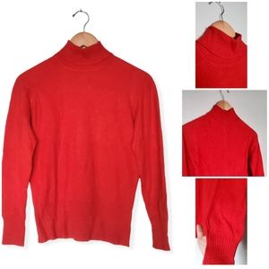 Vintage Dalton Cashmere Red Turtleneck Back zip Sweater